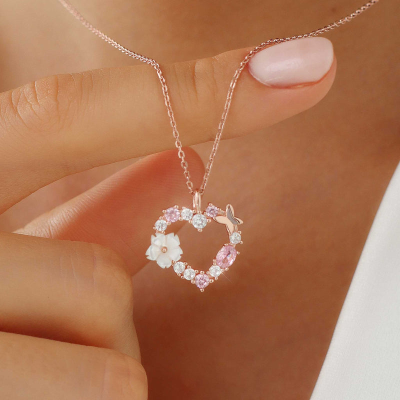 Helloice Spring Flower Heart Necklace