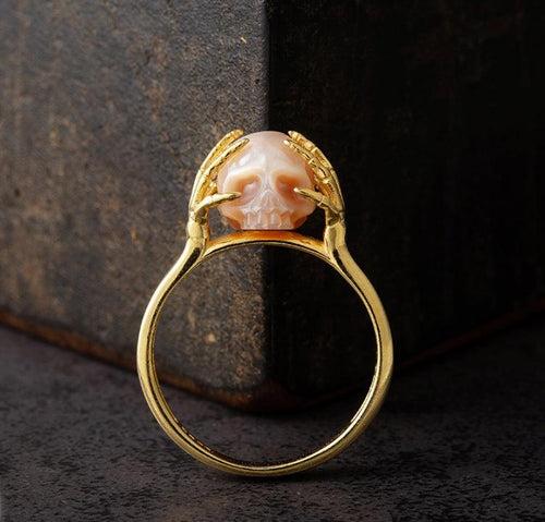 Hands On Head Pearl Cranium Ring
