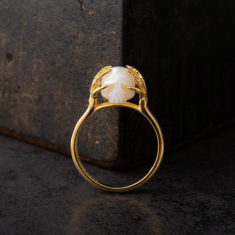 Hands On Head Pearl Cranium Ring