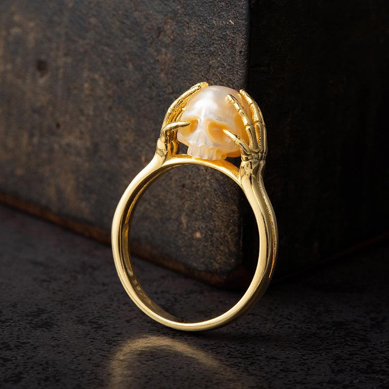Hands On Head Pearl Cranium Ring