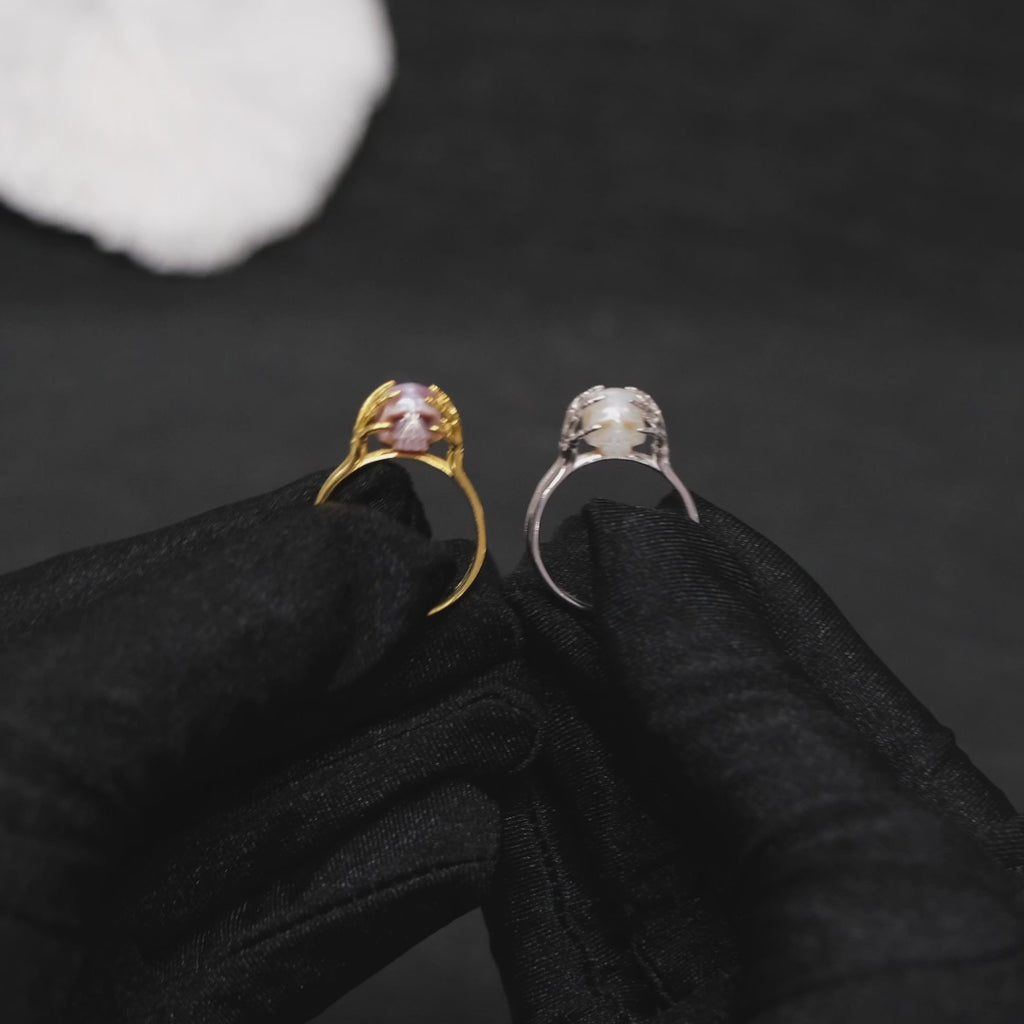 Hands On Head Pearl Cranium Ring